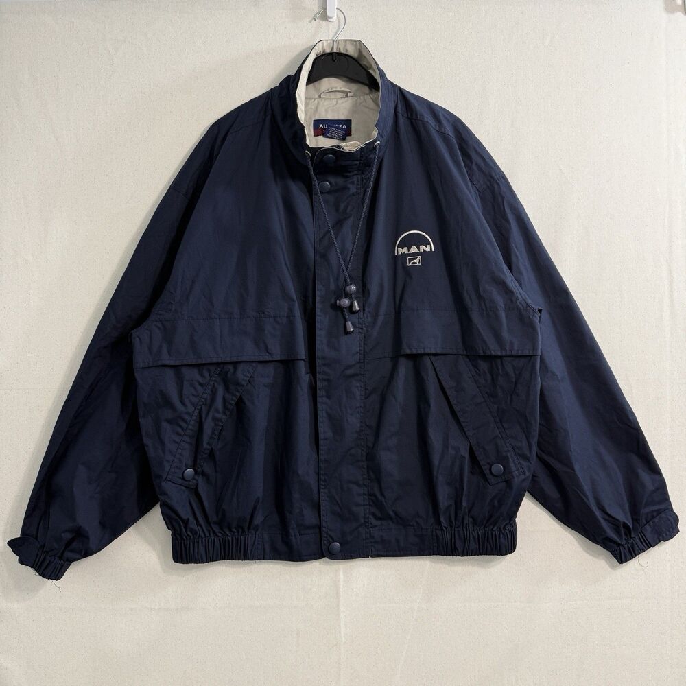 Vintage MAN Truck & Bus Augusta Windbreaker Jacket Men’s L Navy Trucker